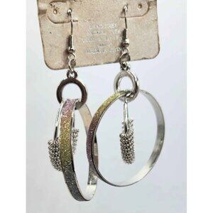 Rainbow Glittery Double Hoop Earrings